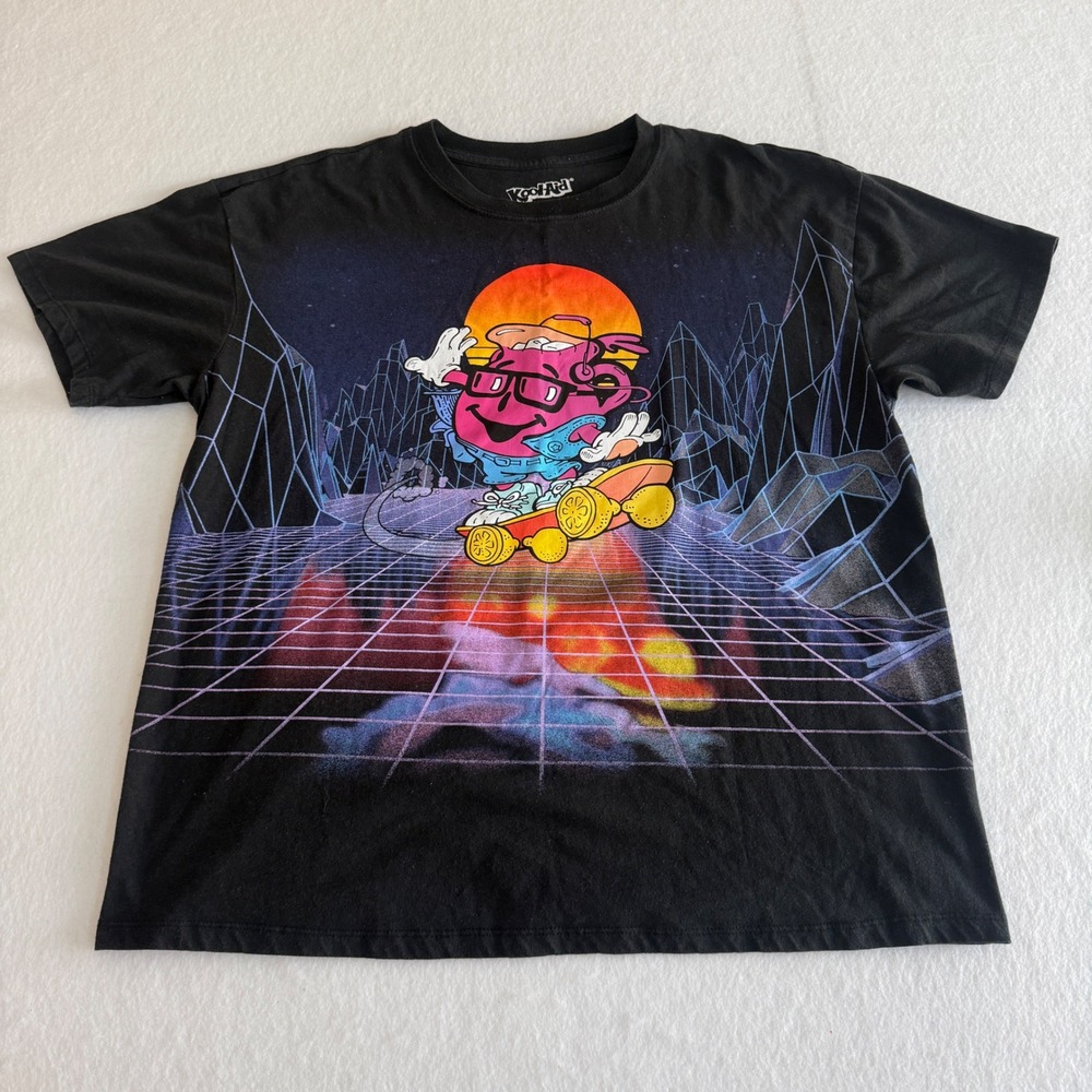 Kool-Aid Graphic T-Shirt Mens Medium Black Skateboarding Synthwave Retro Tee